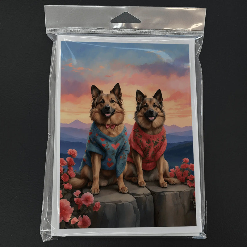 Belgian Tervuren Two Hearts Greeting Cards Pack of 8 Caroline's Treasures