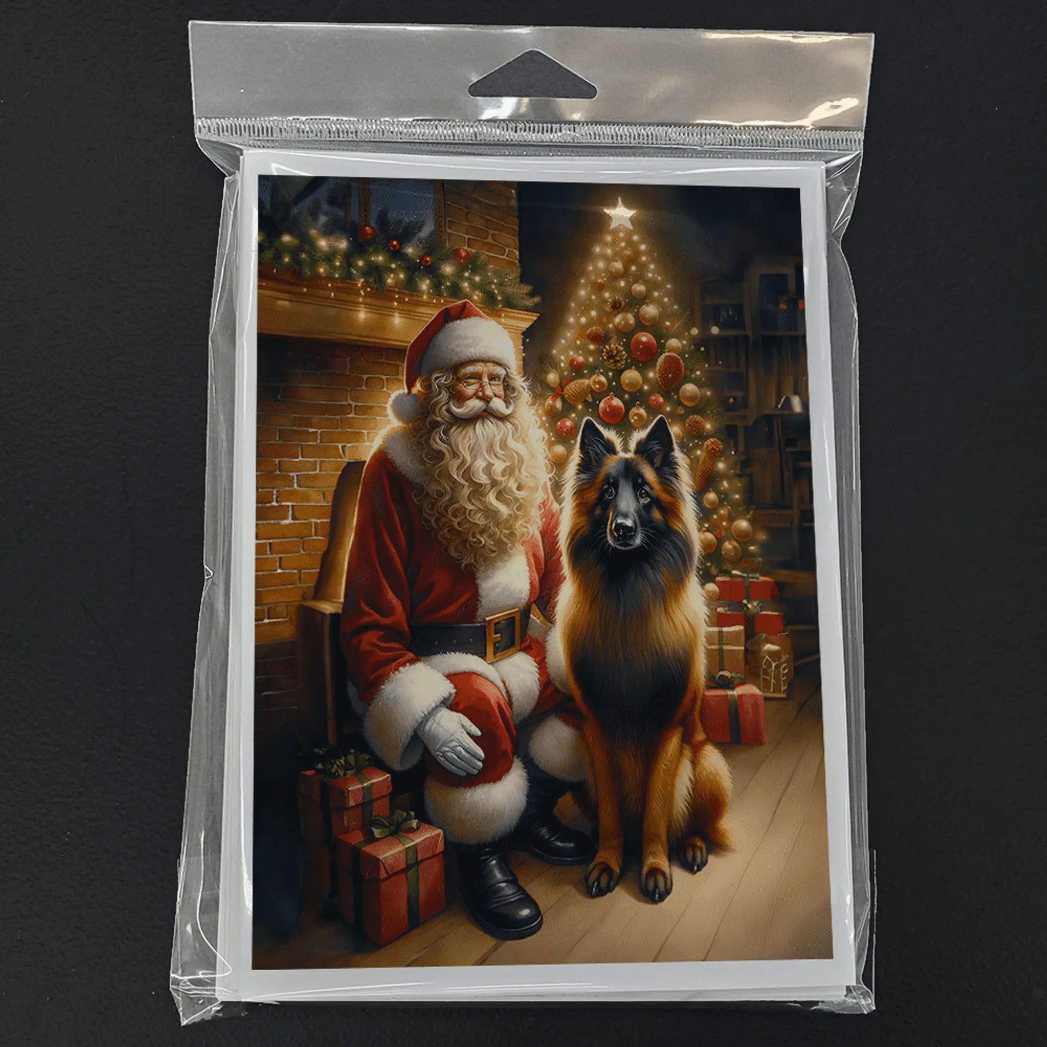 Belgian Tervuren and Santa Claus Greeting Cards Pack of 8 Caroline's Treasures
