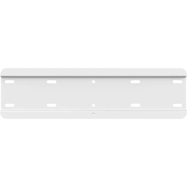 White metal wall mount bracket for secure shelving, featuring multiple holes for adjustable installation.