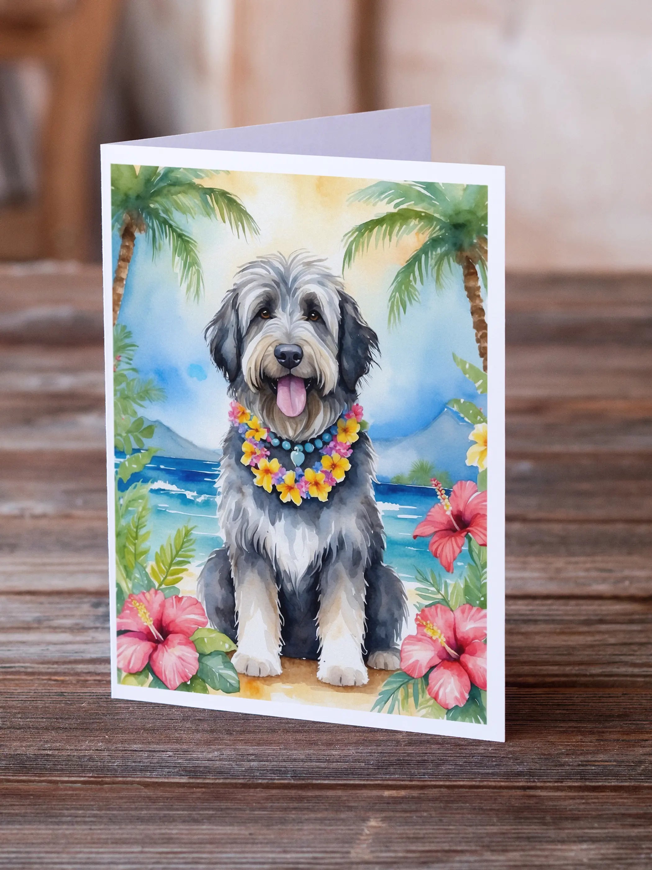Bergamasco Sheepdog Luau Greeting Cards Pack of 8 Caroline's Treasures