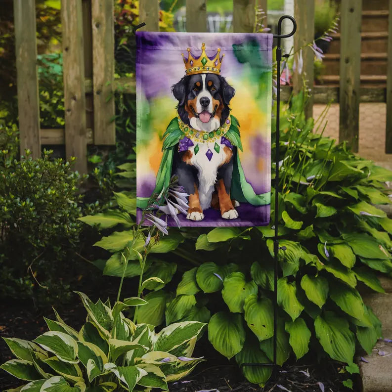 Bernese Mountain Dog King of Mardi Gras Garden Flag Caroline's Treasures