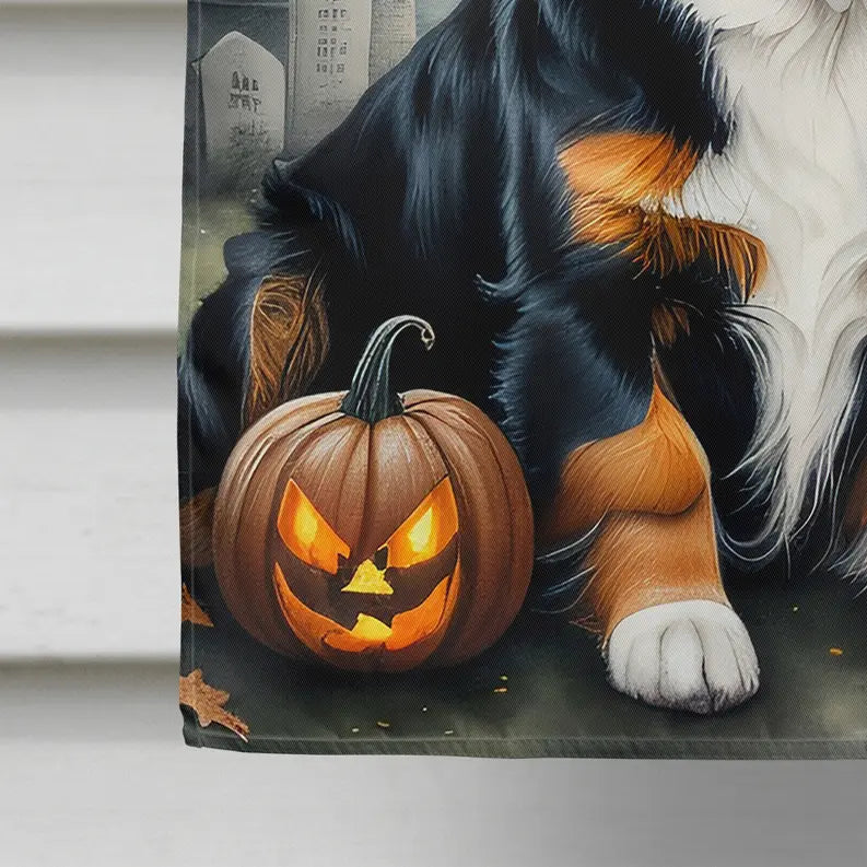 Bernese Mountain Dog Spooky Halloween House Flag Caroline's Treasures