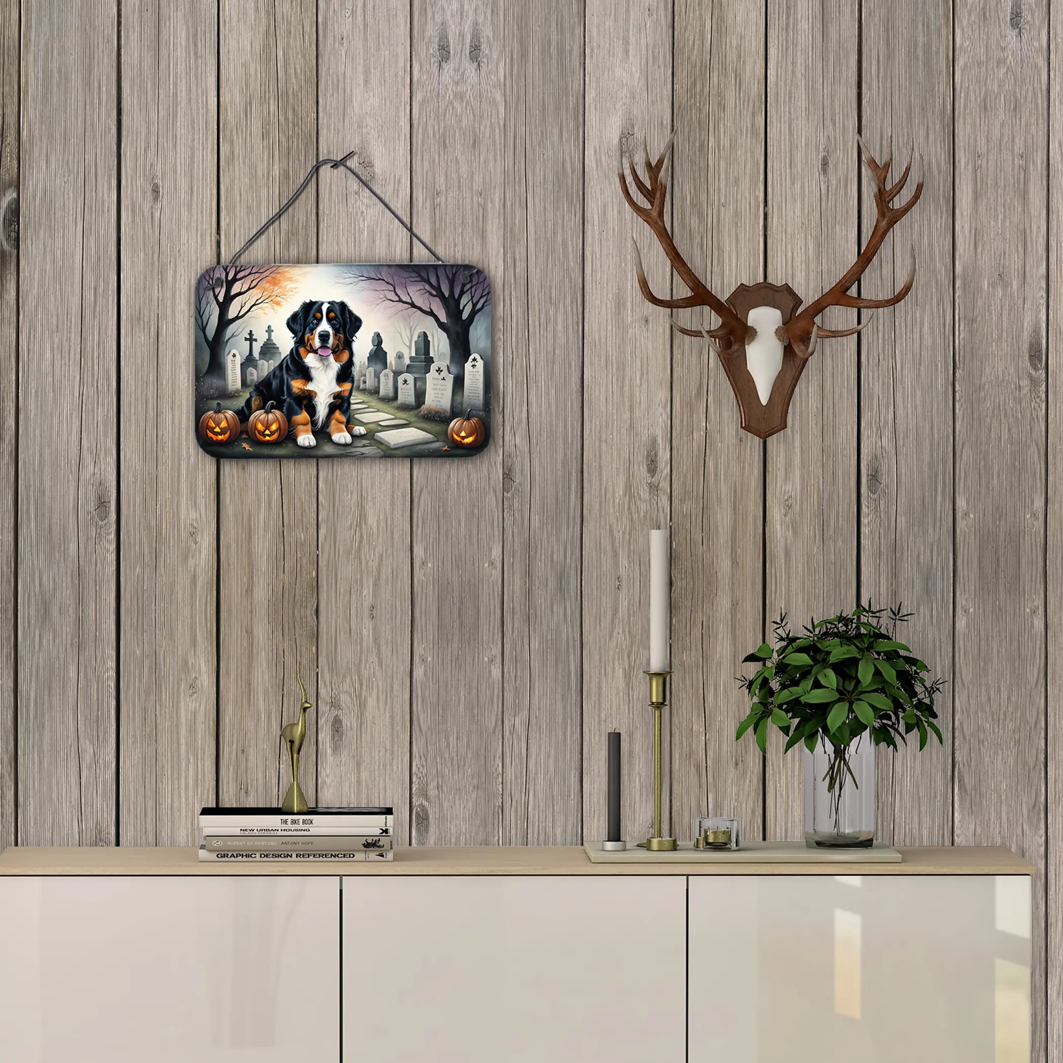 Bernese Mountain Dog Spooky Halloween Wall or Door Hanging Prints Caroline's Treasures