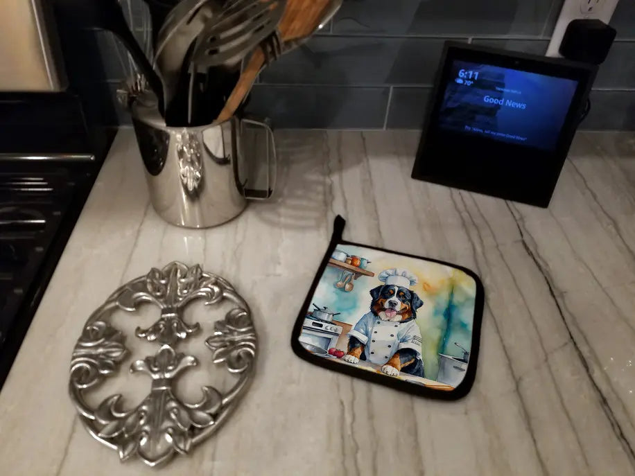 Bernese Mountain Dog The Chef Pair of Pot Holders Caroline's Treasures