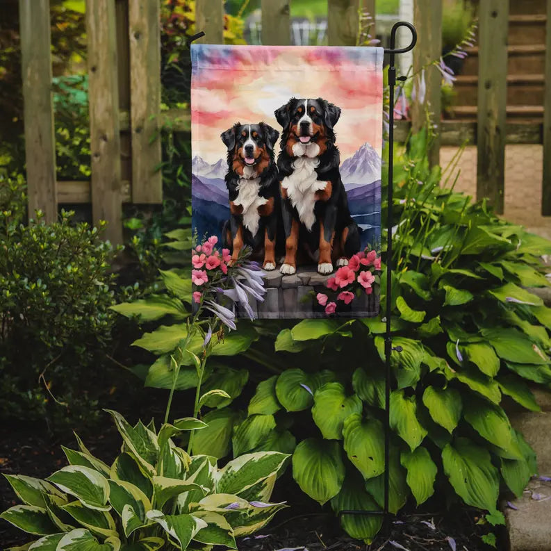 Bernese Mountain Dog Two Hearts Garden Flag Caroline's Treasures