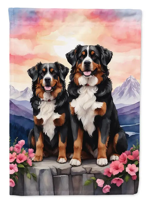 Bernese Mountain Dog Two Hearts Garden Flag Caroline's Treasures