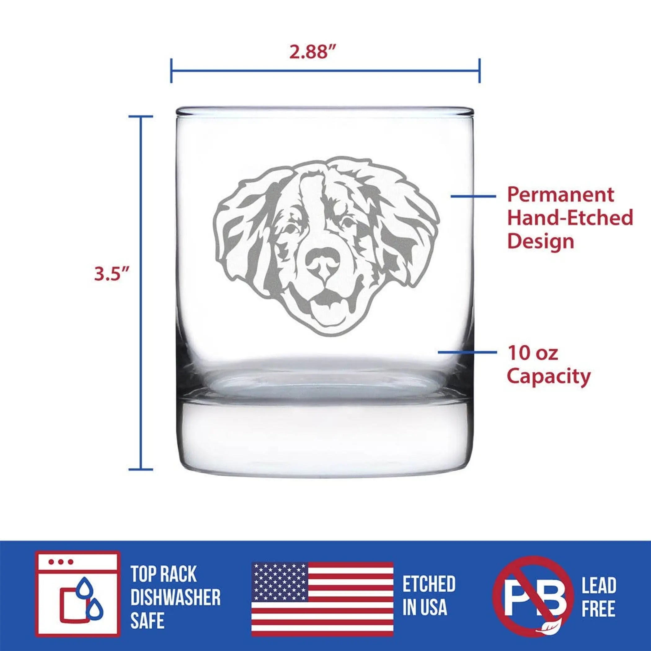 Bernese Mountain Dog Whiskey Rocks Glass - Dog Gifts Bevvee