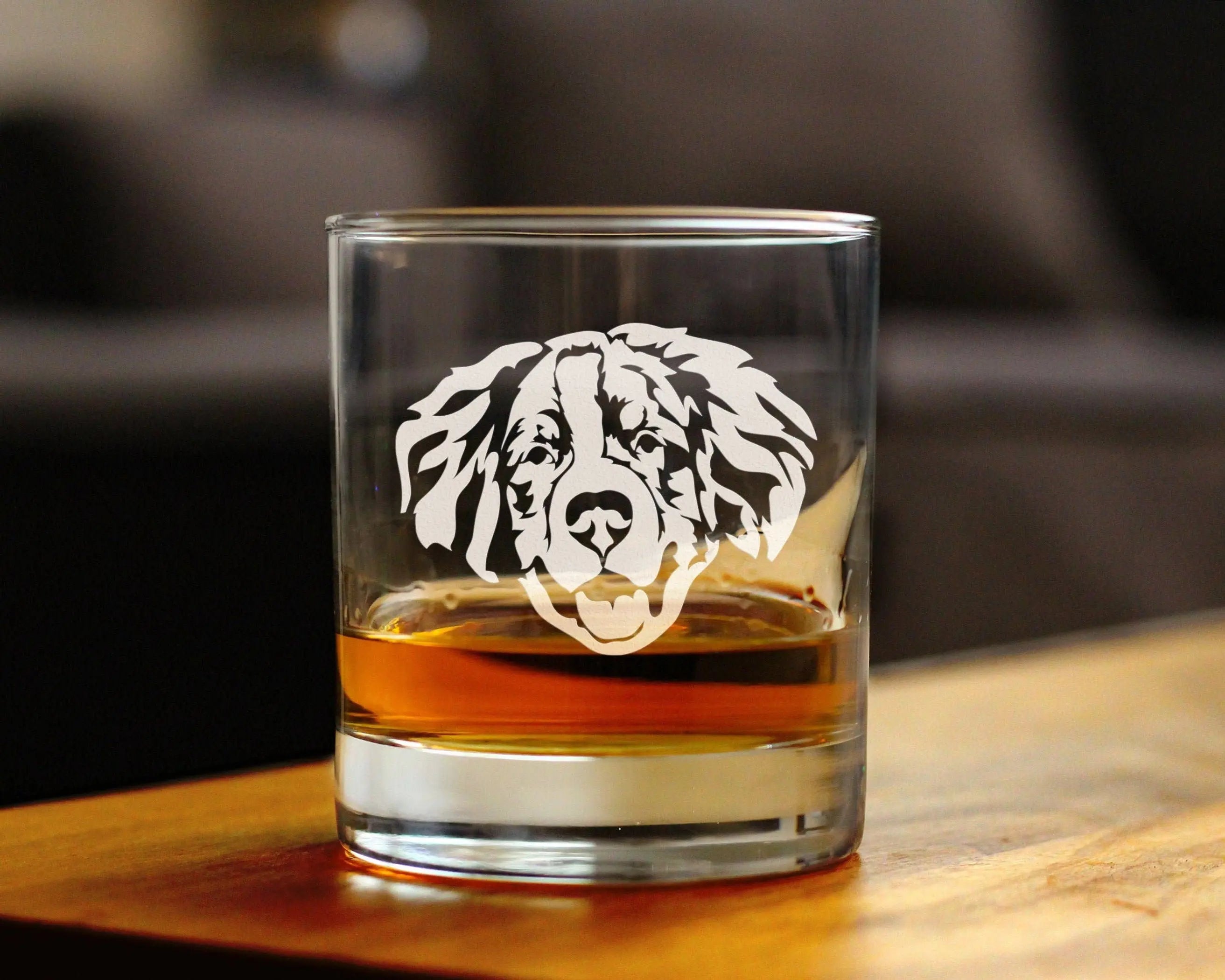 Bernese Mountain Dog Whiskey Rocks Glass - Dog Gifts Bevvee
