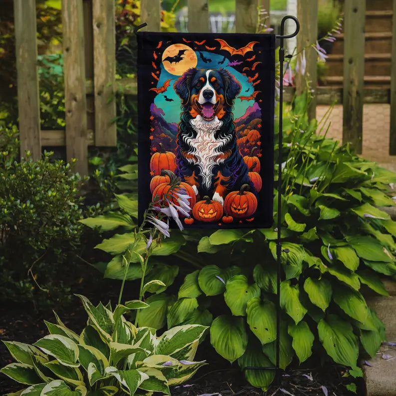 Bernese Mountain Dog Witchy Halloween Garden Flag Caroline's Treasures