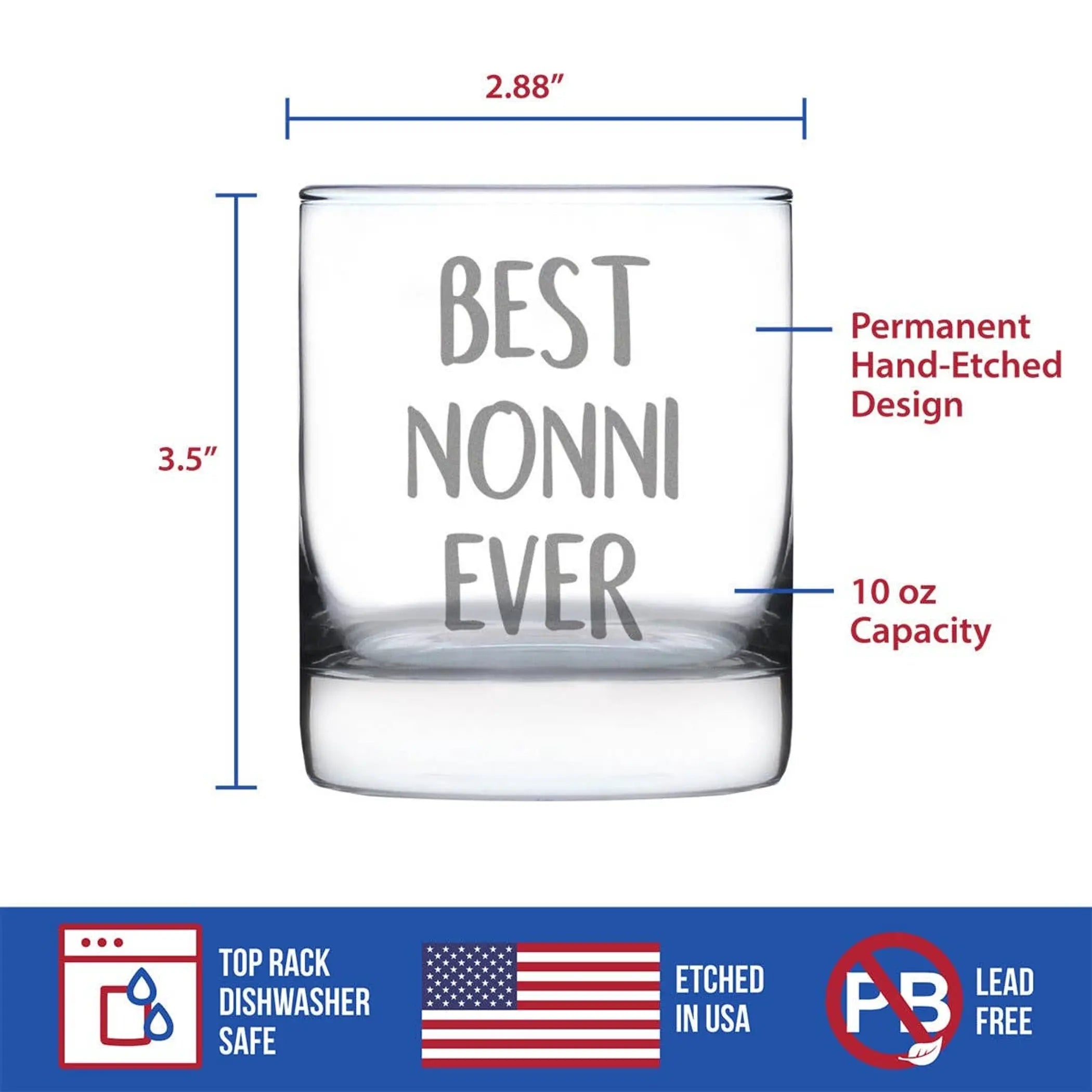 Best Nonni Ever Whiskey Rocks Glass - Mother's Day Gifts Bevvee