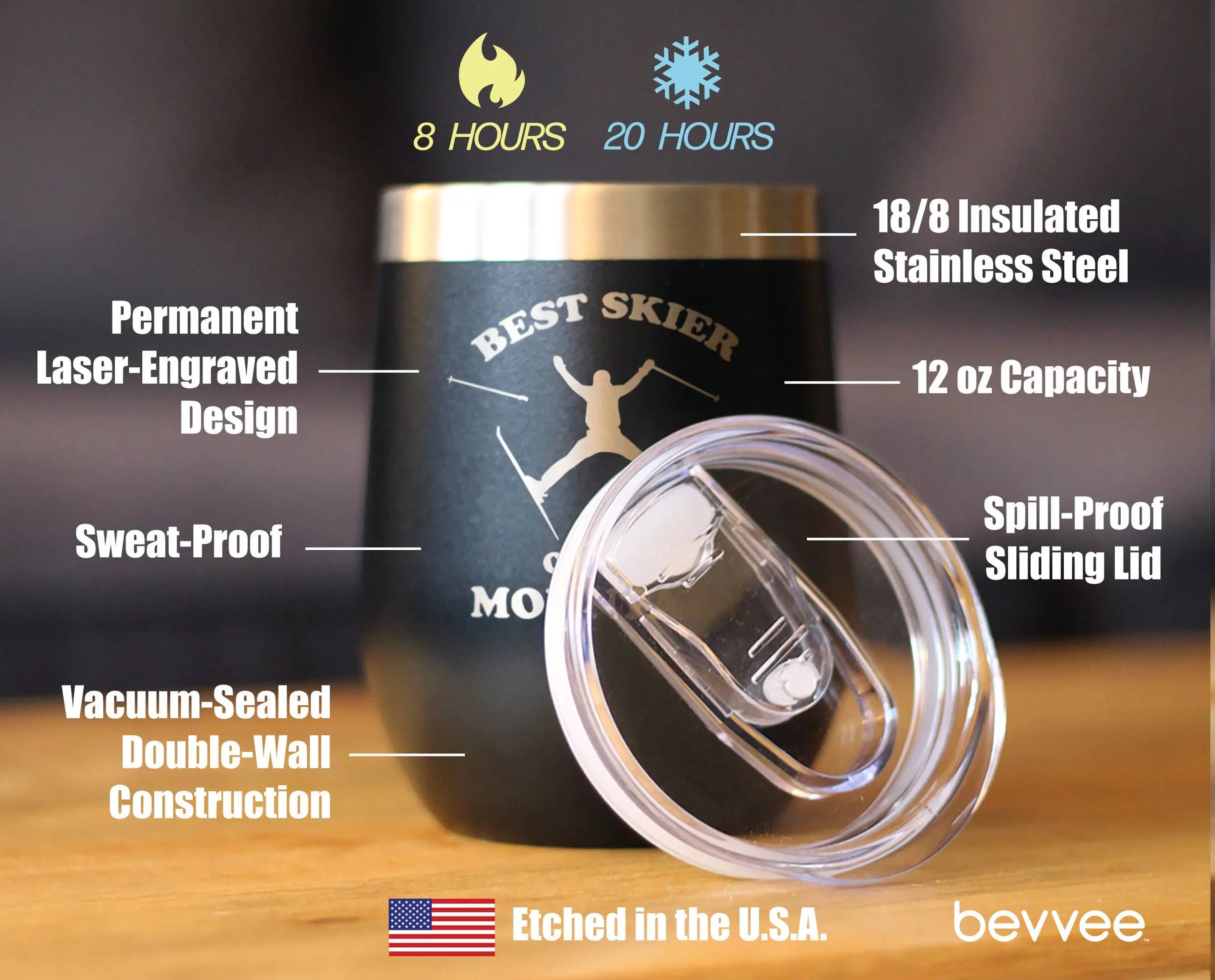 Best Skier Insulated Wine Tumbler - Skiing Gifts and Decor Bevvee