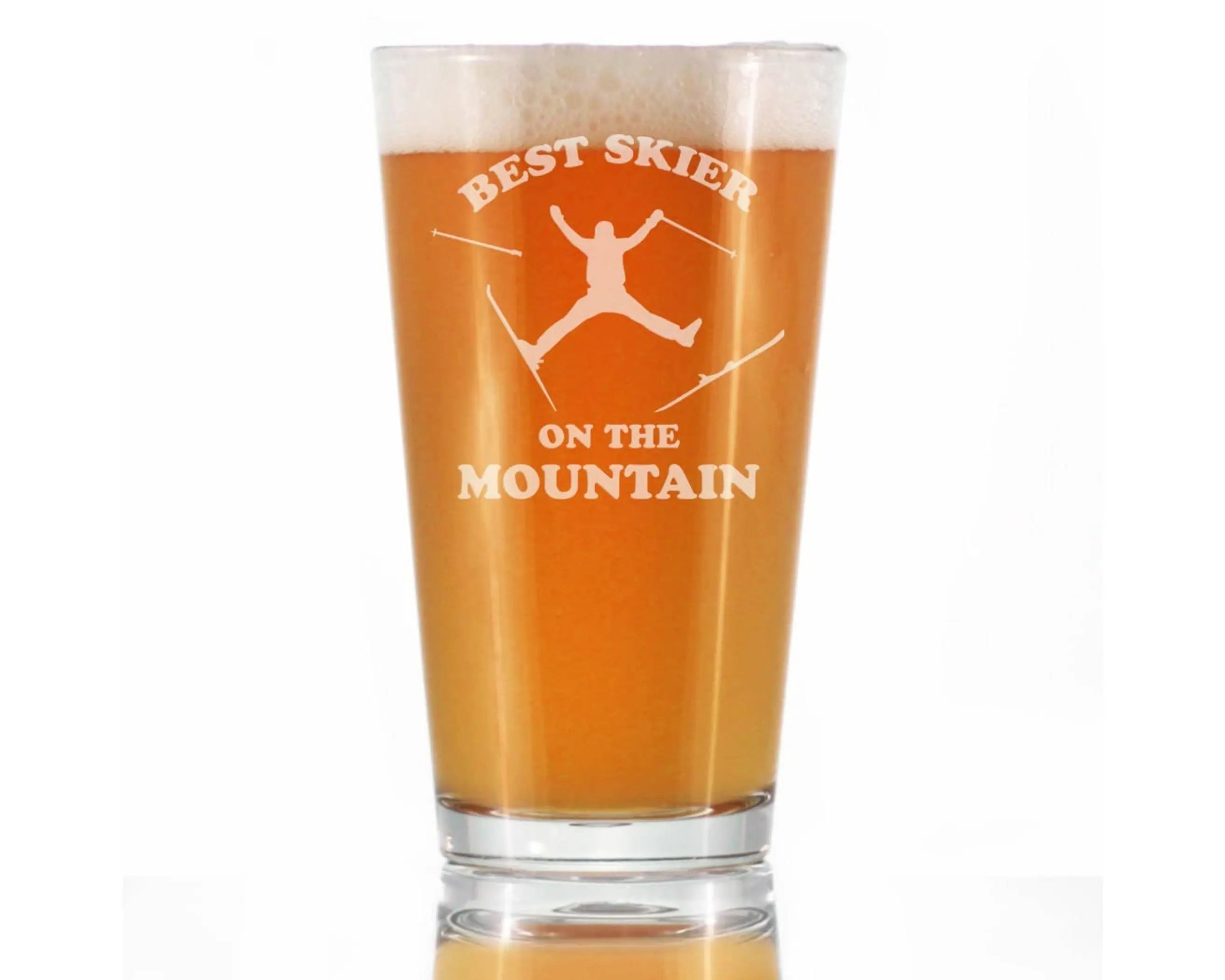 Best Skier Pint Glass for Beer - Skiing Gifts and Decor Bevvee