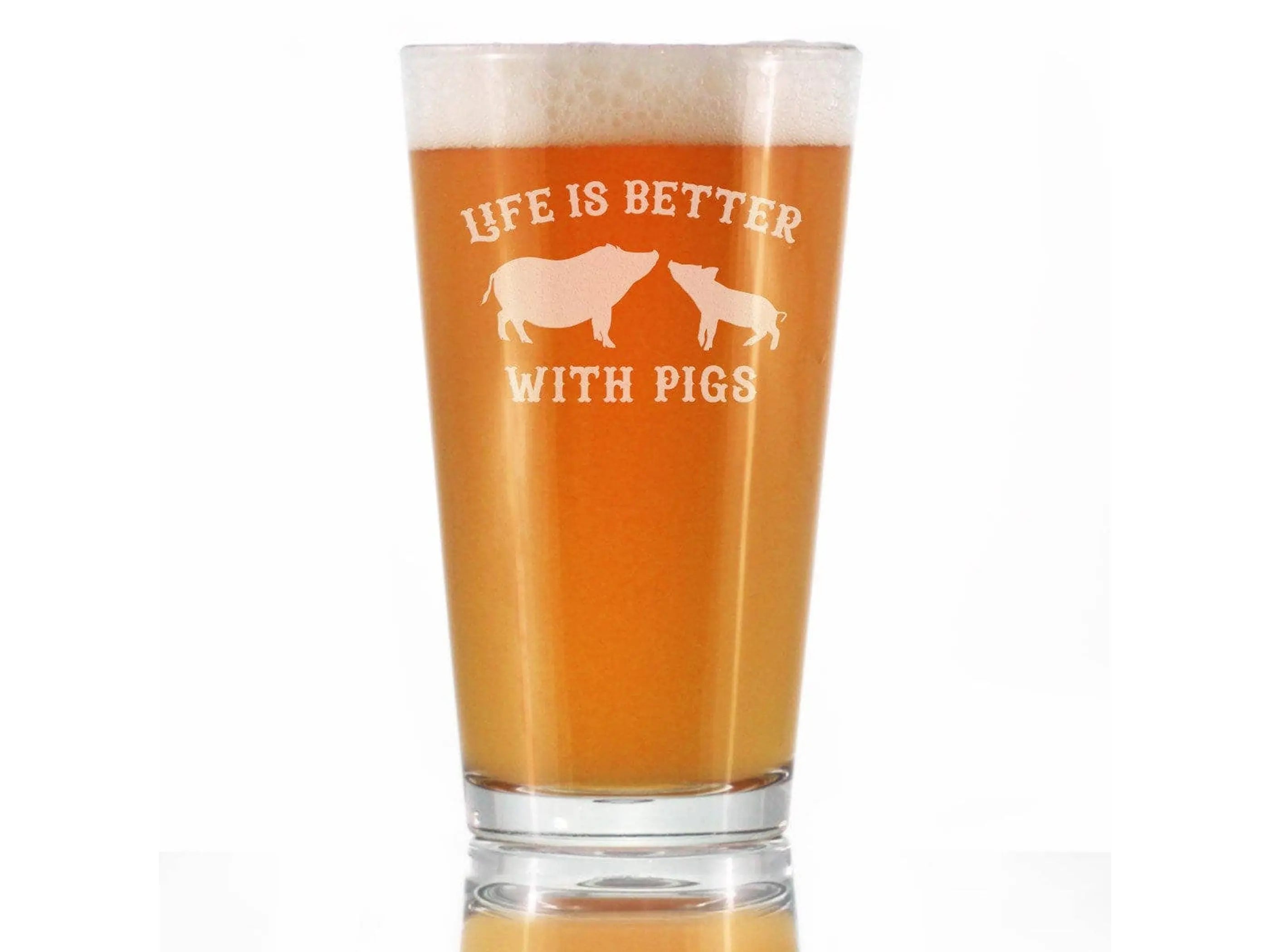 Better with Pigs Pint Glass for Beer - Pig Gifts and Decor Bevvee