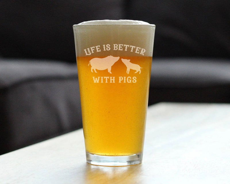 Better with Pigs Pint Glass for Beer - Pig Gifts and Decor Bevvee