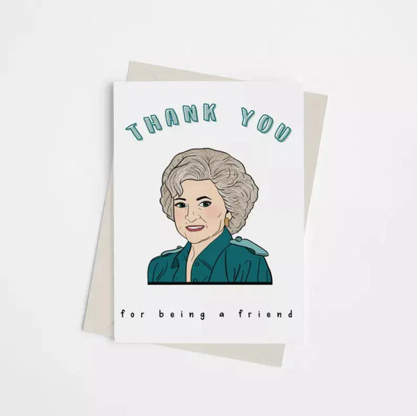 Betty White "Thanks for being a friend" - Greeting Card Black Cat Bazaar
