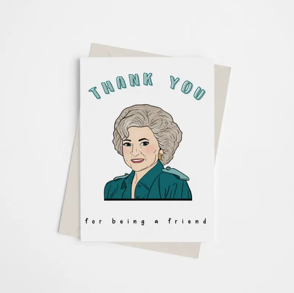 Betty White "Thanks for being a friend" - Greeting Card Black Cat Bazaar