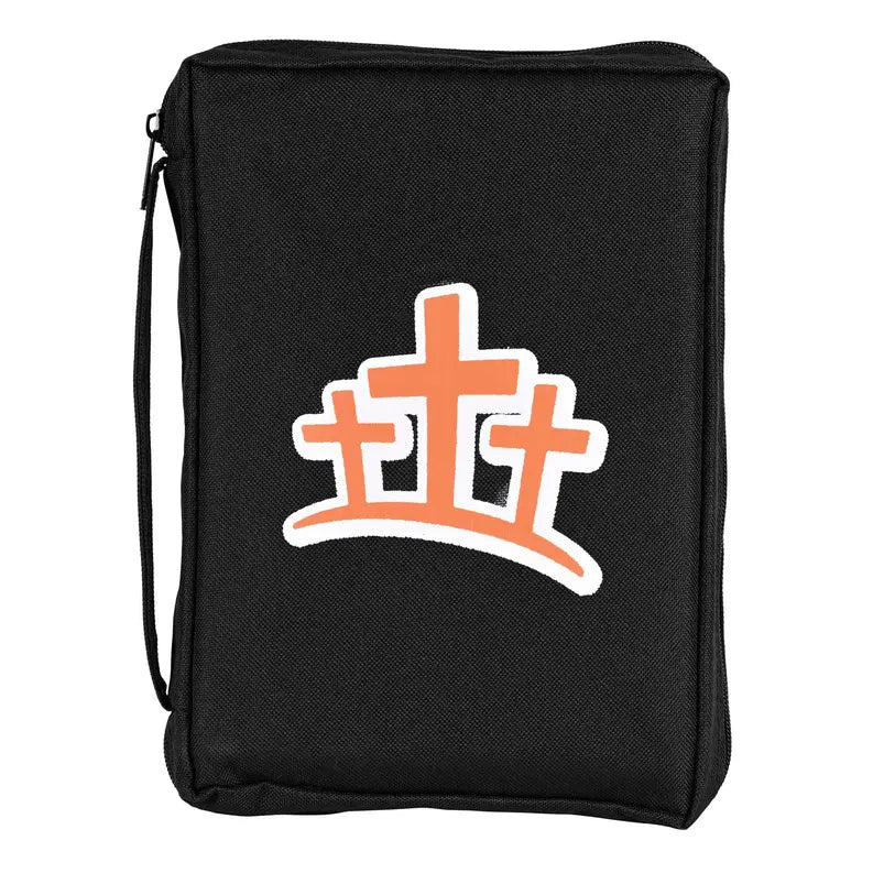 Bible Cover Orange Crosses Black Large Dicksons Inc