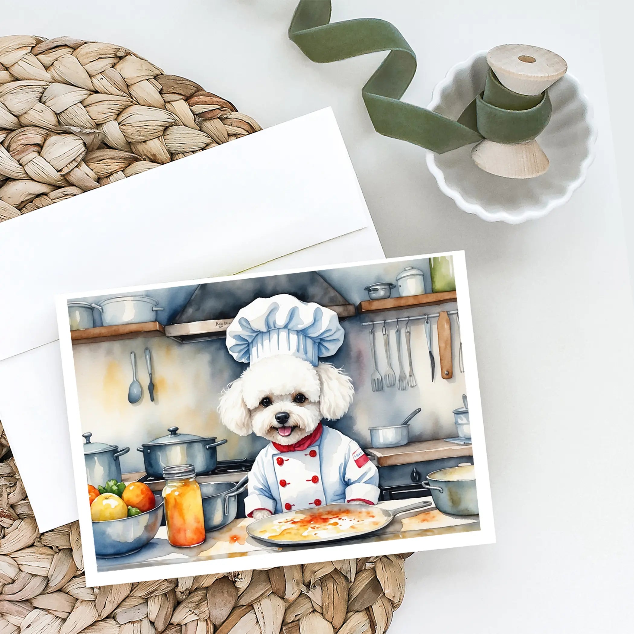 Bichon Frise The Chef Greeting Cards Pack of 8 Caroline's Treasures