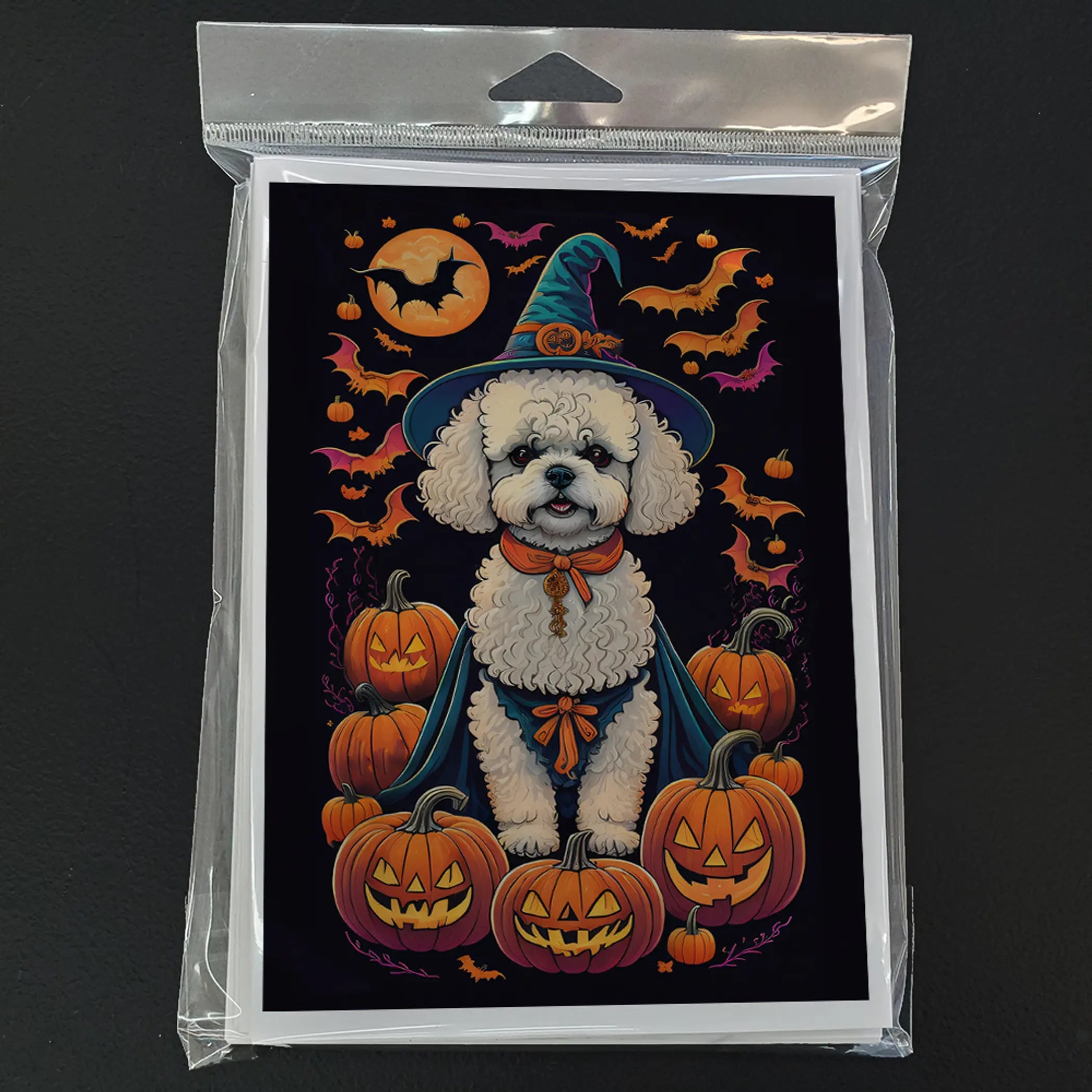 Bichon Frise Witchy Halloween Greeting Cards Pack of 8 Caroline's Treasures