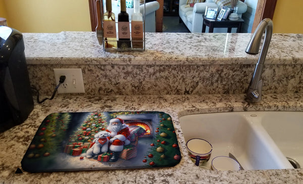 Bichon Frise and Santa Claus Dish Drying Mat Caroline's Treasures