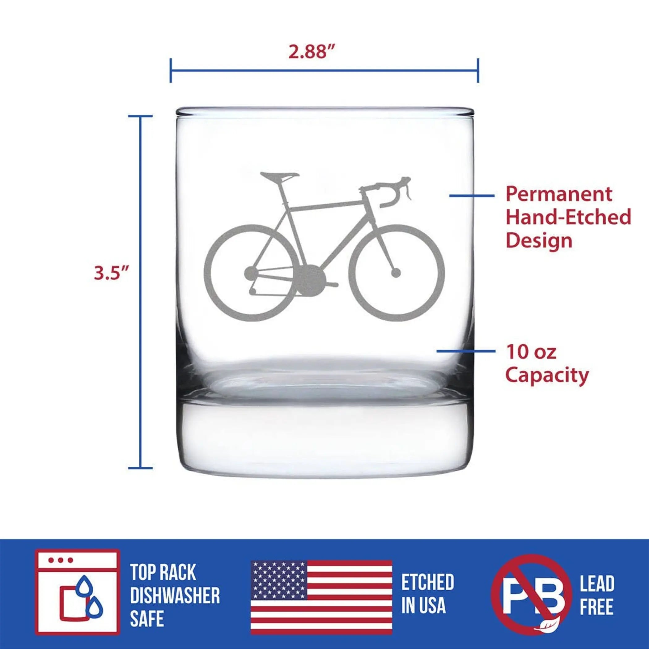 Bicycle Whiskey Rocks Glass - Road Biking Gifts and Decor Bevvee