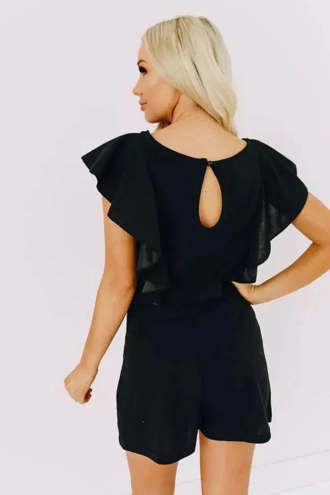 Big City Ruffle Sleeve Romper Stay Warm in Style