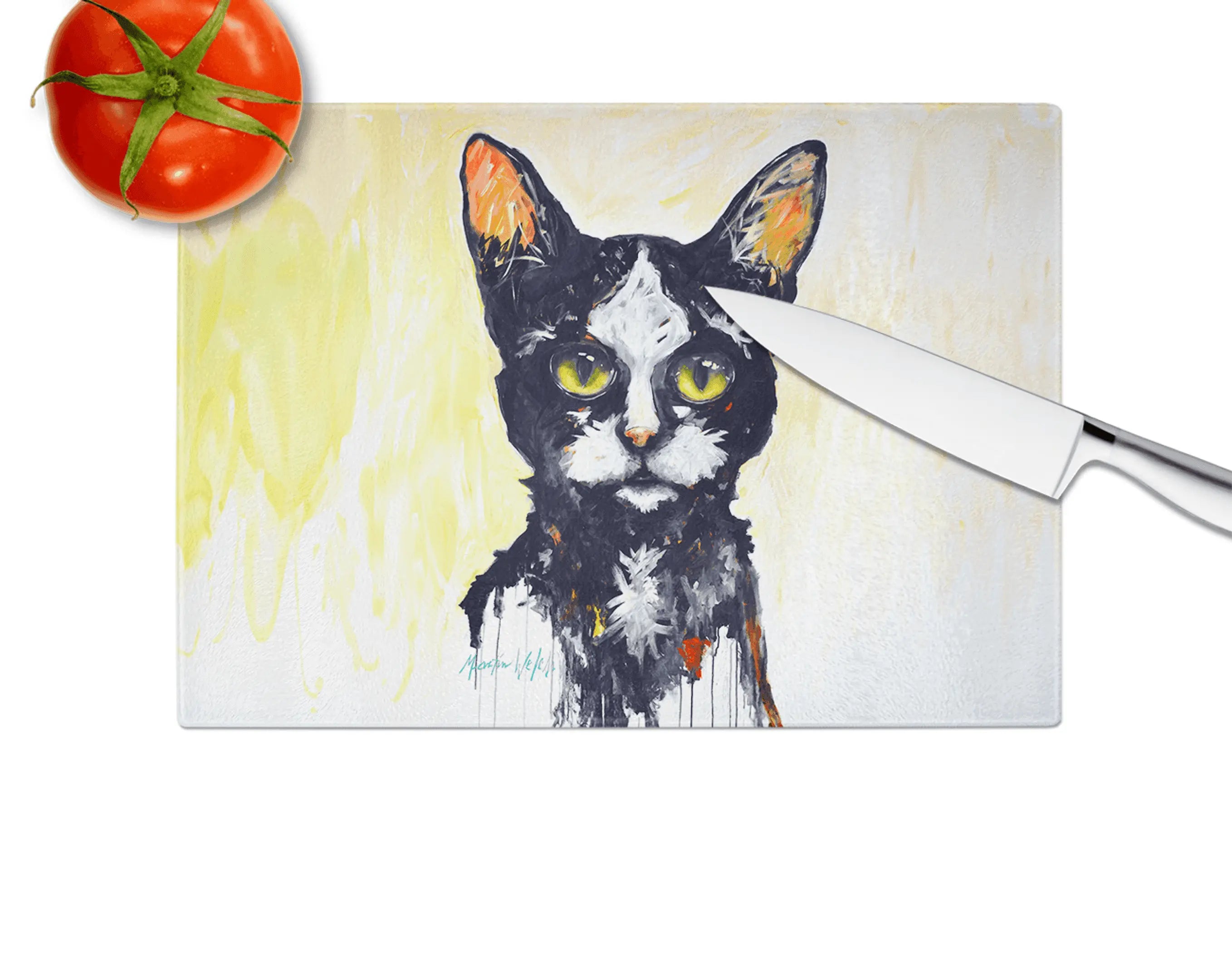 Big Kitty Cat Glass Cutting Board Caroline's Treasures