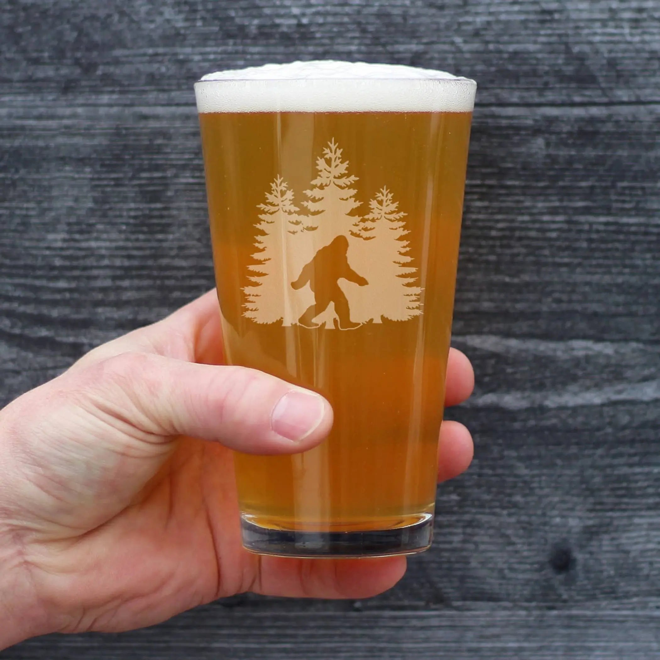 Bigfoot Pint Glass for Beer - Sasquatch Gifts and Decor Bevvee