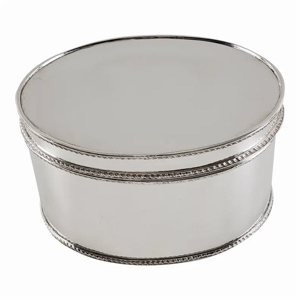 Biscuit Box Hinged Oval Gadroon 7.25" x 6" x  4" Corbell Silver