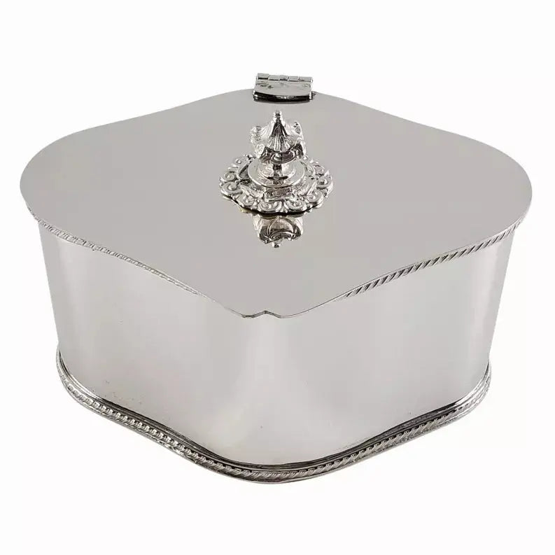Biscuit Box Hinged Shaped Oval Gadroon 7.25" x 5.75" x  4.5" Corbell Silver