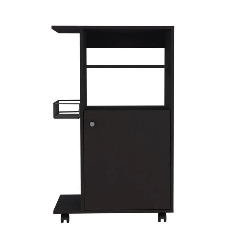 Black 24" Rolling Kitchen Cart With Storage Homeroots Kitchen & Dining