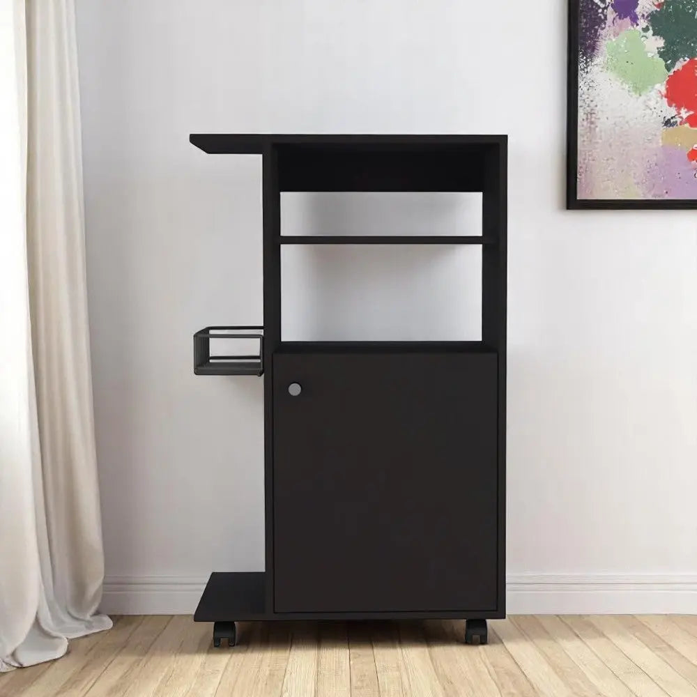 Black 24" Rolling Kitchen Cart With Storage Homeroots Kitchen & Dining