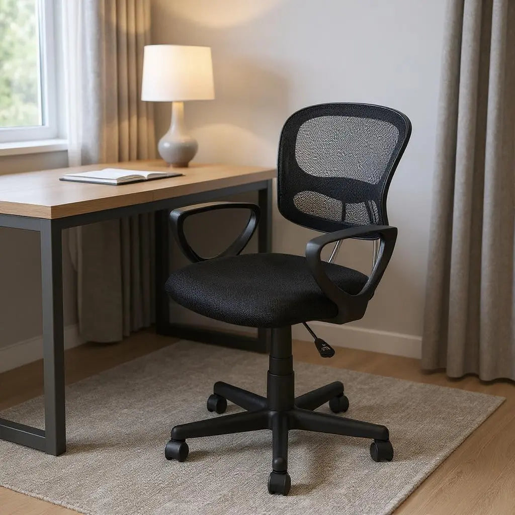 Black Adjustable Height Swivel Rolling Office Chair Homeroots Office