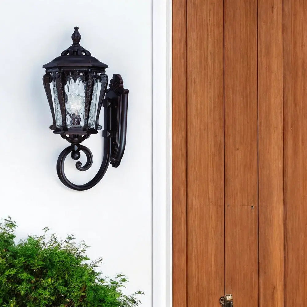 Black And Clear Hammered Dimmable Outdoor Hanging Light With Black And Clear Shades Homeroots Outdoor