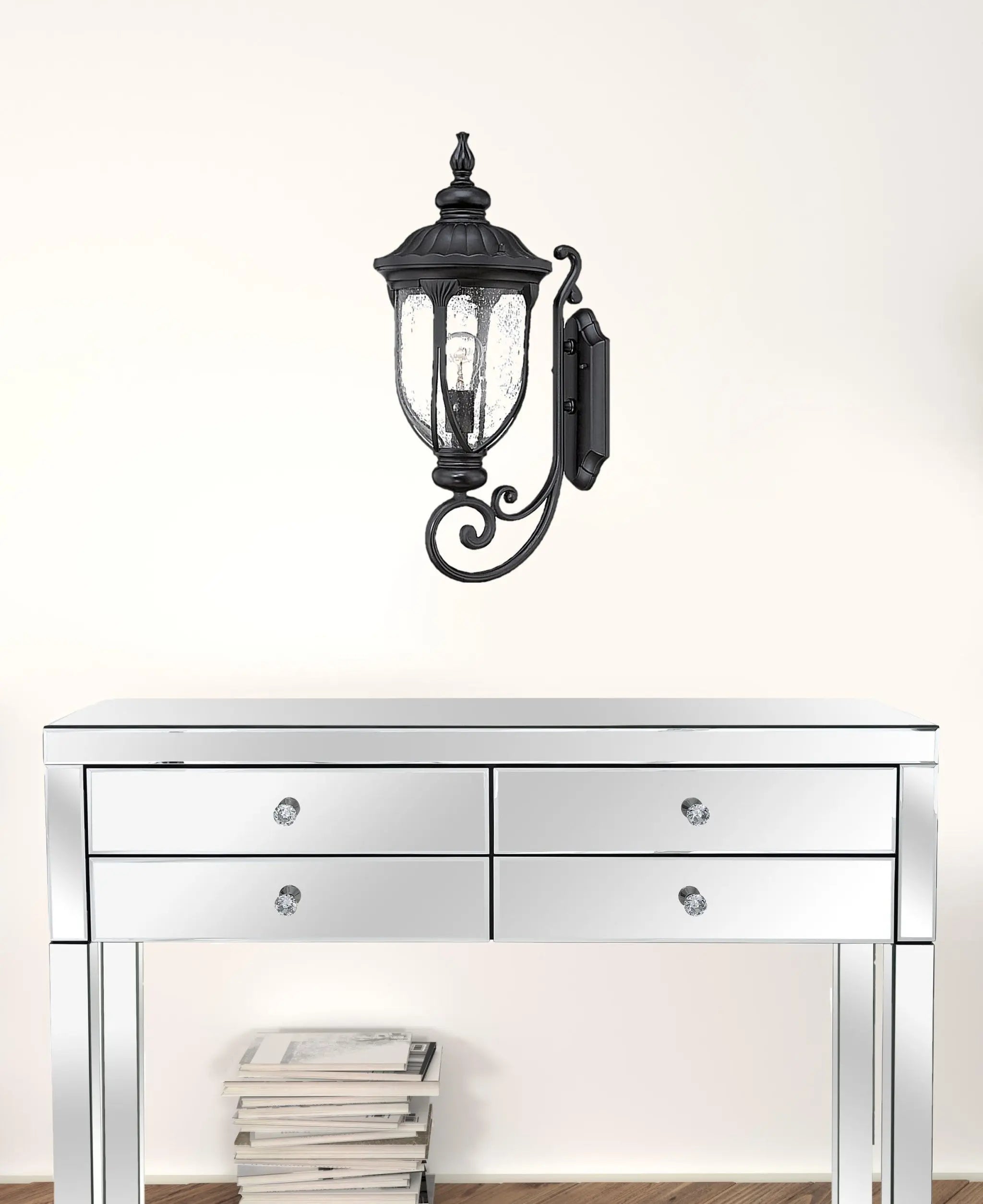 Black And Clear Seeded Dimmable Outdoor Hanging Light With Black And Clear Shades Homeroots Outdoor