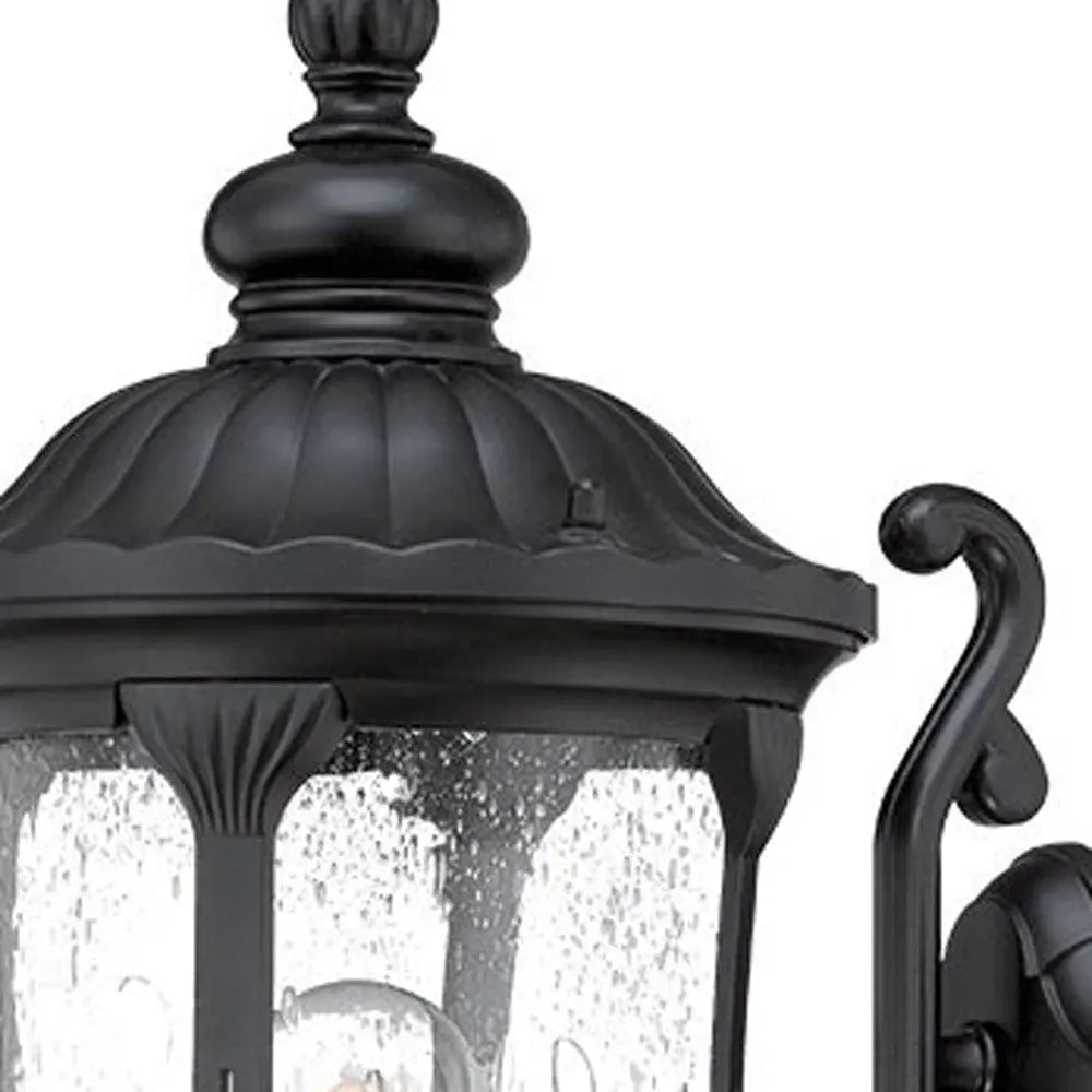 Black And Clear Seeded Dimmable Outdoor Hanging Light With Black And Clear Shades Homeroots Outdoor
