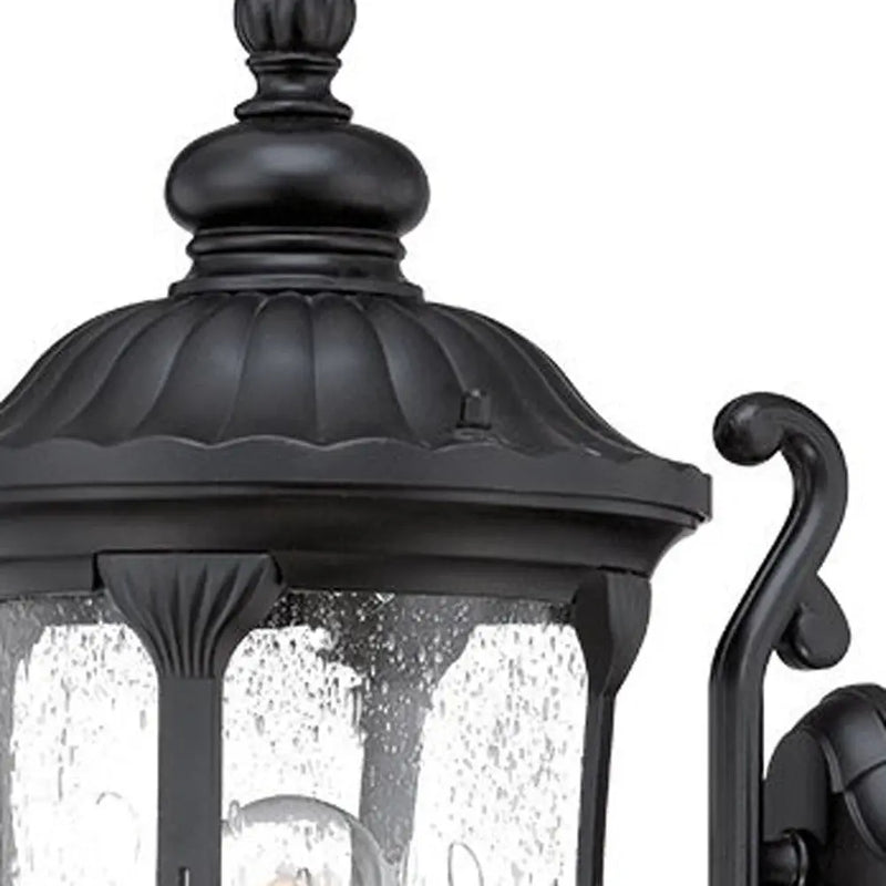 Black And Clear Seeded Dimmable Outdoor Hanging Light With Black And Clear Shades Homeroots Outdoor