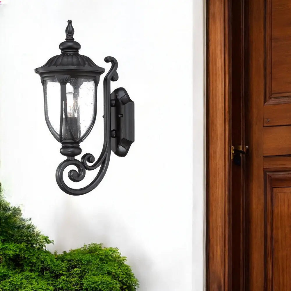 Black And Clear Seeded Dimmable Outdoor Hanging Light With Black And Clear Shades Homeroots Outdoor