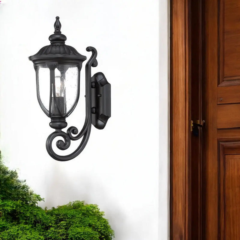 Black And Clear Seeded Dimmable Outdoor Hanging Light With Black And Clear Shades Homeroots Outdoor