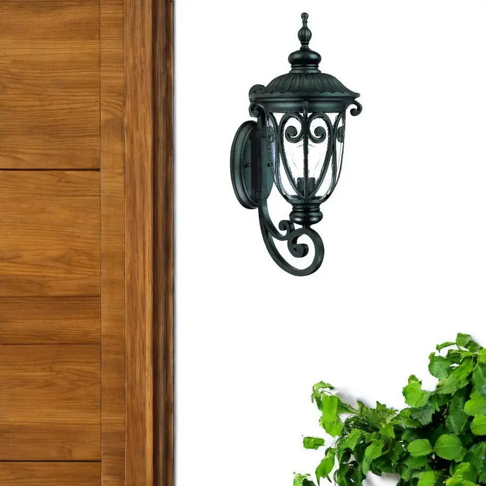 Black And Clear Seeded Dimmable Outdoor Hanging Light With Black And Clear Shades Homeroots Outdoor