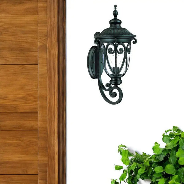 Black And Clear Seeded Dimmable Outdoor Hanging Light With Black And Clear Shades Homeroots Outdoor