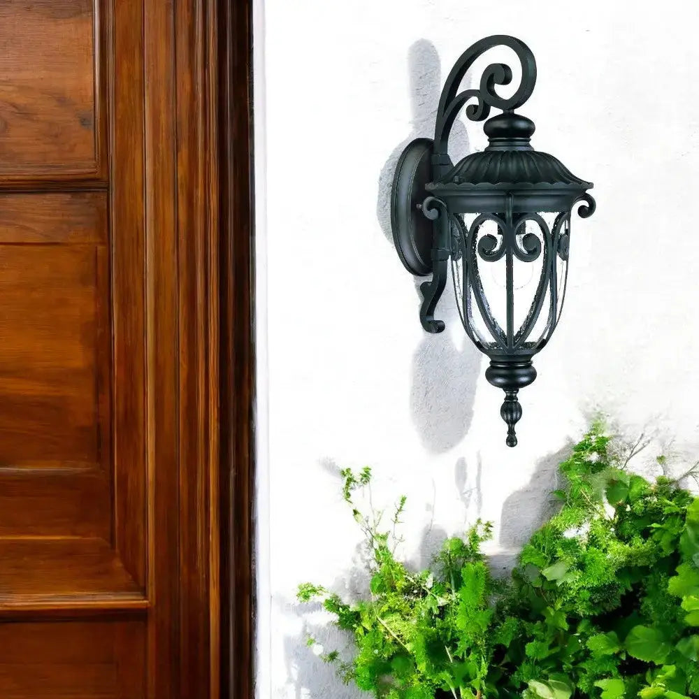 Black And Clear Seeded Dimmable Outdoor Hanging Light With Black And Clear Shades Homeroots Outdoor
