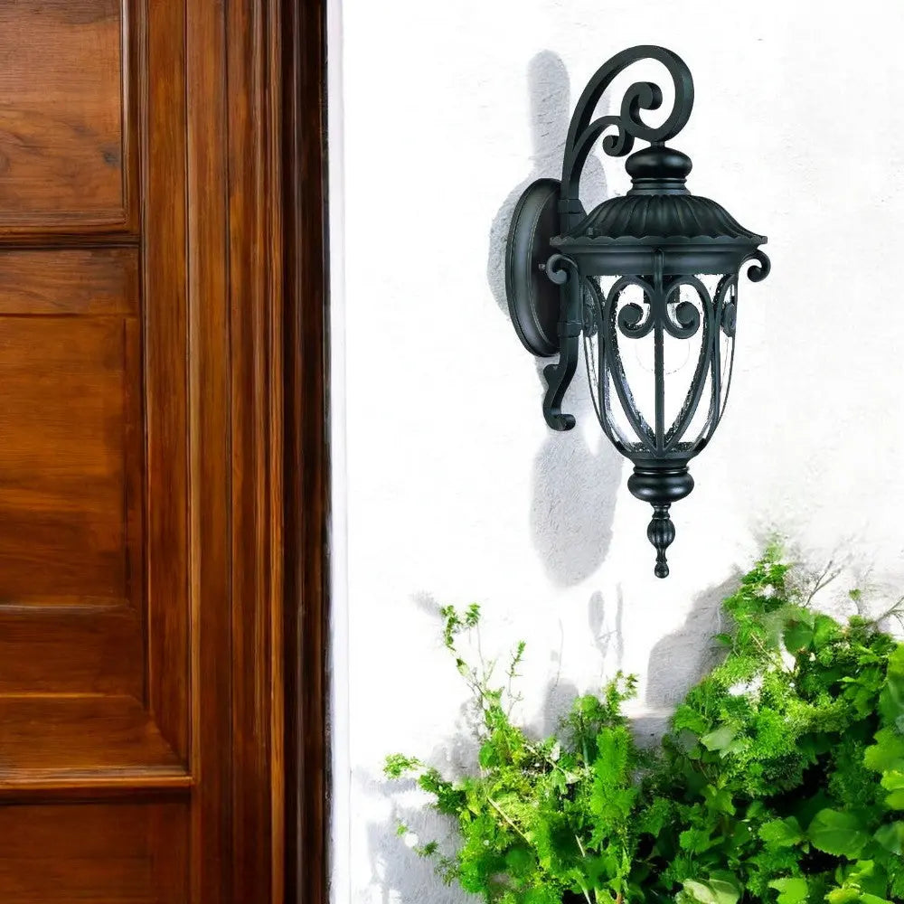 Black And Clear Seeded Dimmable Outdoor Hanging Light With Black And Clear Shades Homeroots Outdoor