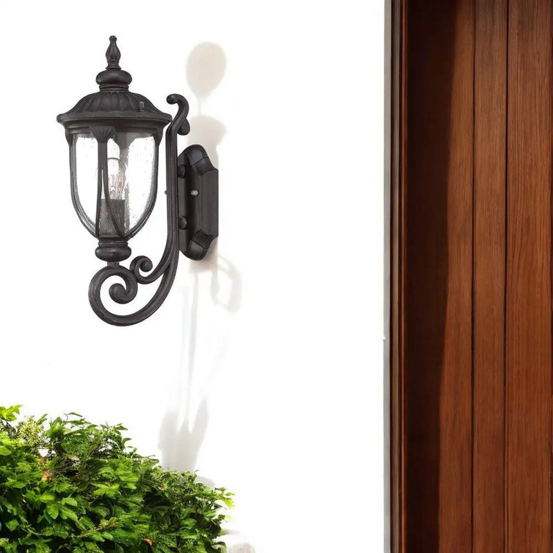 Black And Clear Seeded Dimmable Outdoor Hanging Light With Black And Clear Shades Homeroots Outdoor