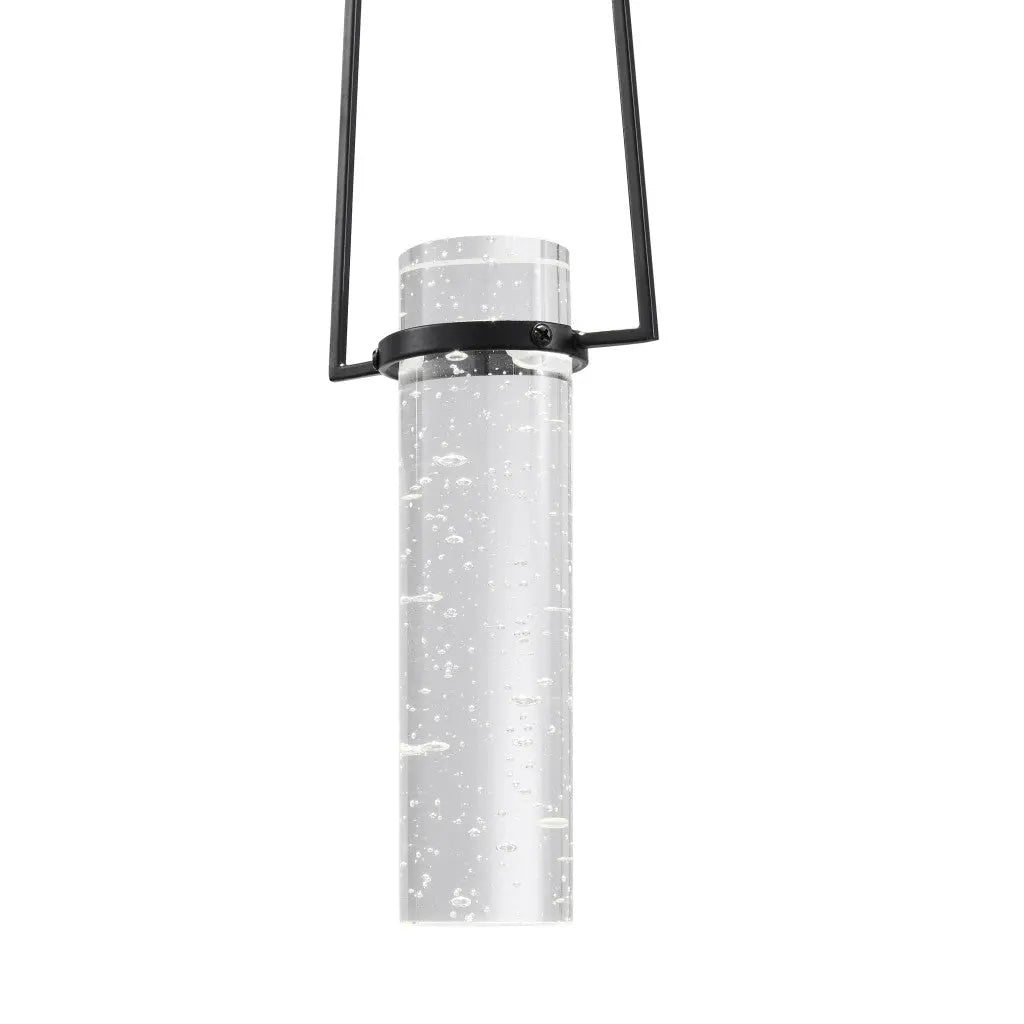 Black And Clear Transparent Metal LED Dimmable Chandelier With Clear Shades GreatEagleInc