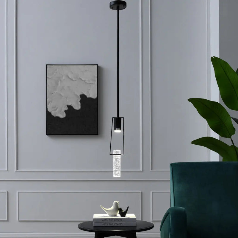 Black And Clear Transparent Metal LED Dimmable Chandelier With Clear Shades GreatEagleInc