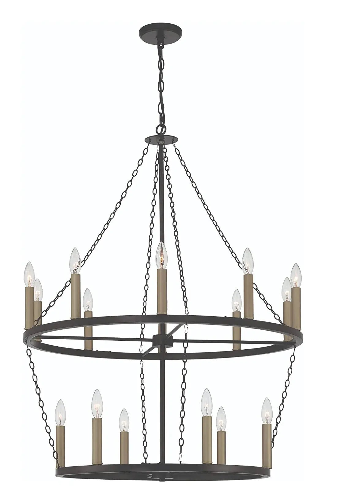 Black And Gold Candle Style Multi Light Metal Dimmable Chandelier Homeroots Lighting