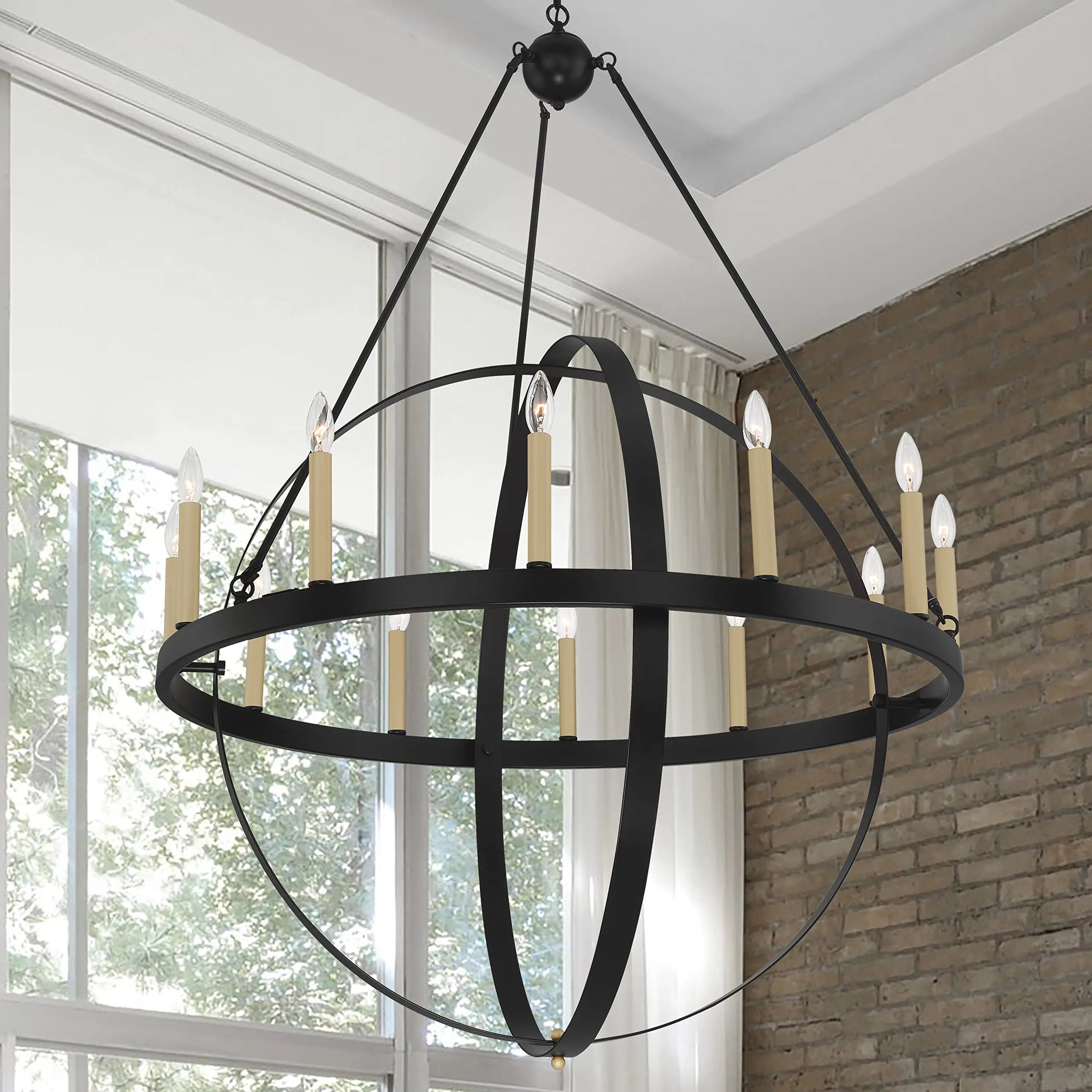 Black And Gold Candle Style Twelve Light Metal Dimmable Chandelier Homeroots Lighting