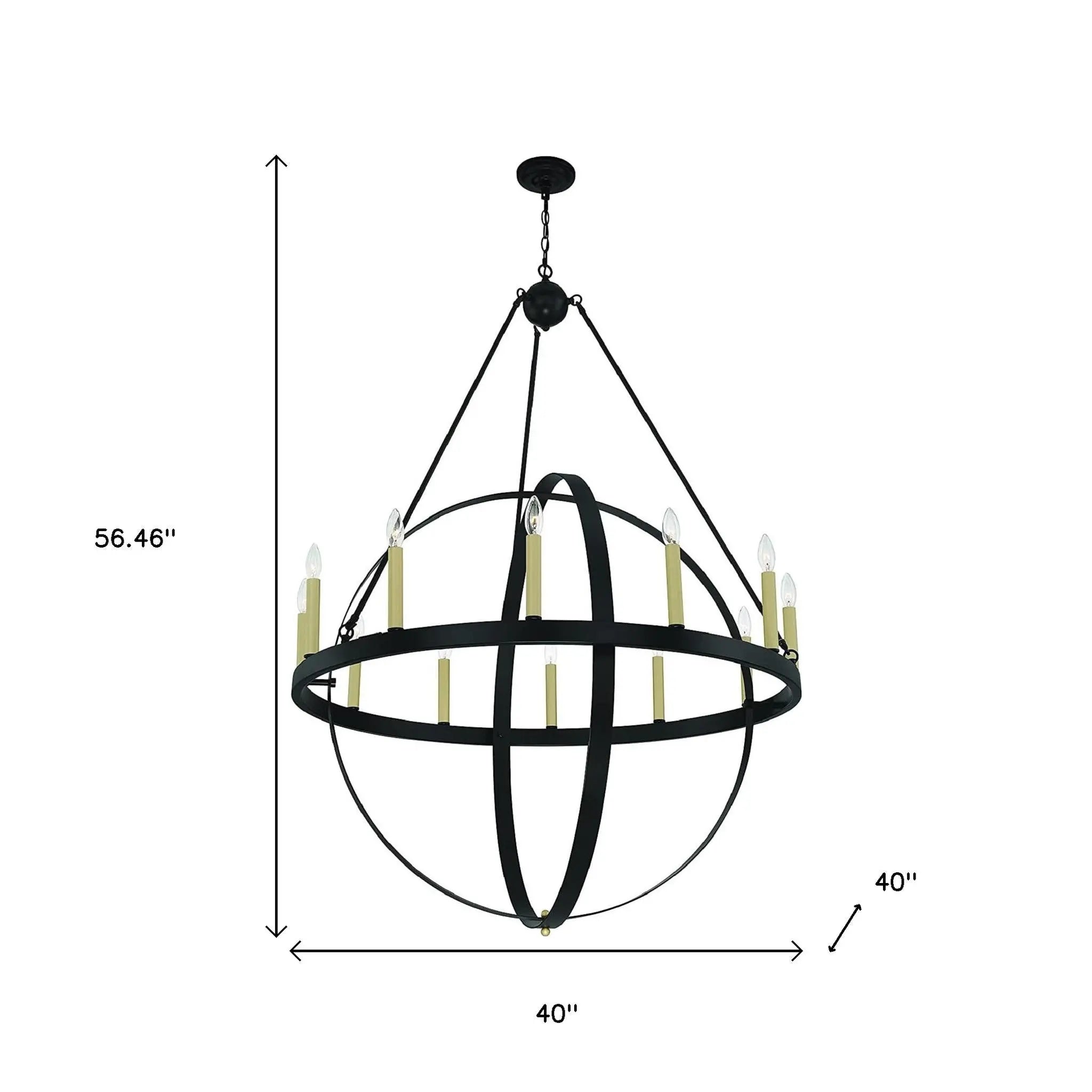 Black And Gold Candle Style Twelve Light Metal Dimmable Chandelier Homeroots Lighting