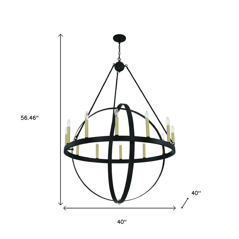 Black And Gold Candle Style Twelve Light Metal Dimmable Chandelier Homeroots Lighting